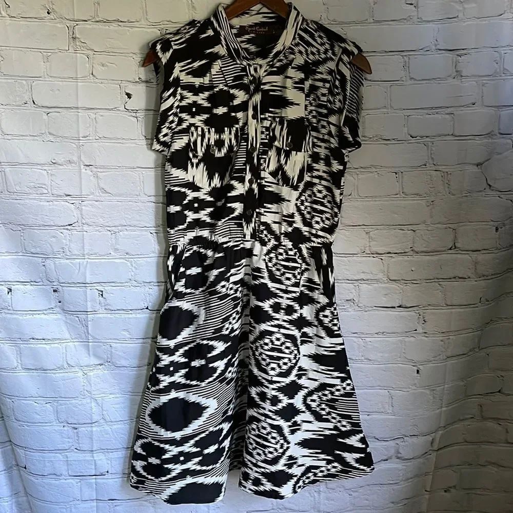 Speed Control Black & White Aztec Print Mini Dress Size S